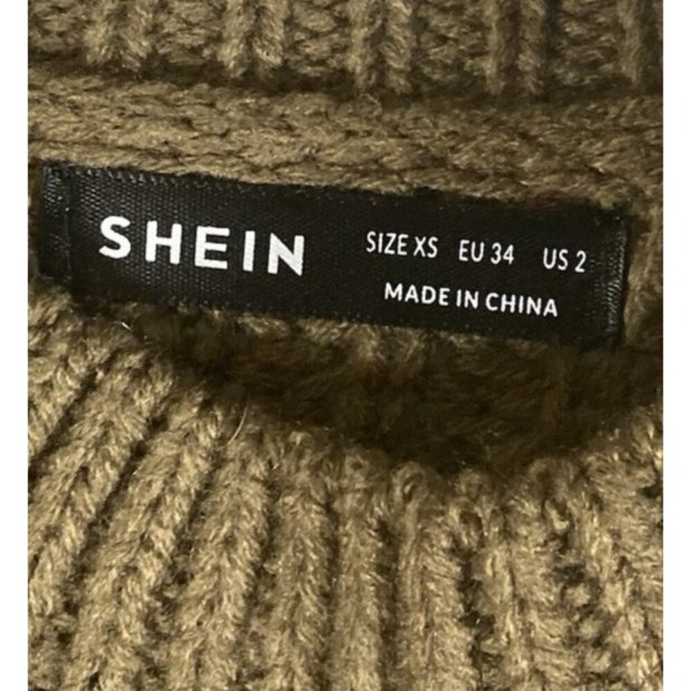 SHEIN brown white striped crew neck long sleeve knit pullover sweater XS - Picture 6 of 8